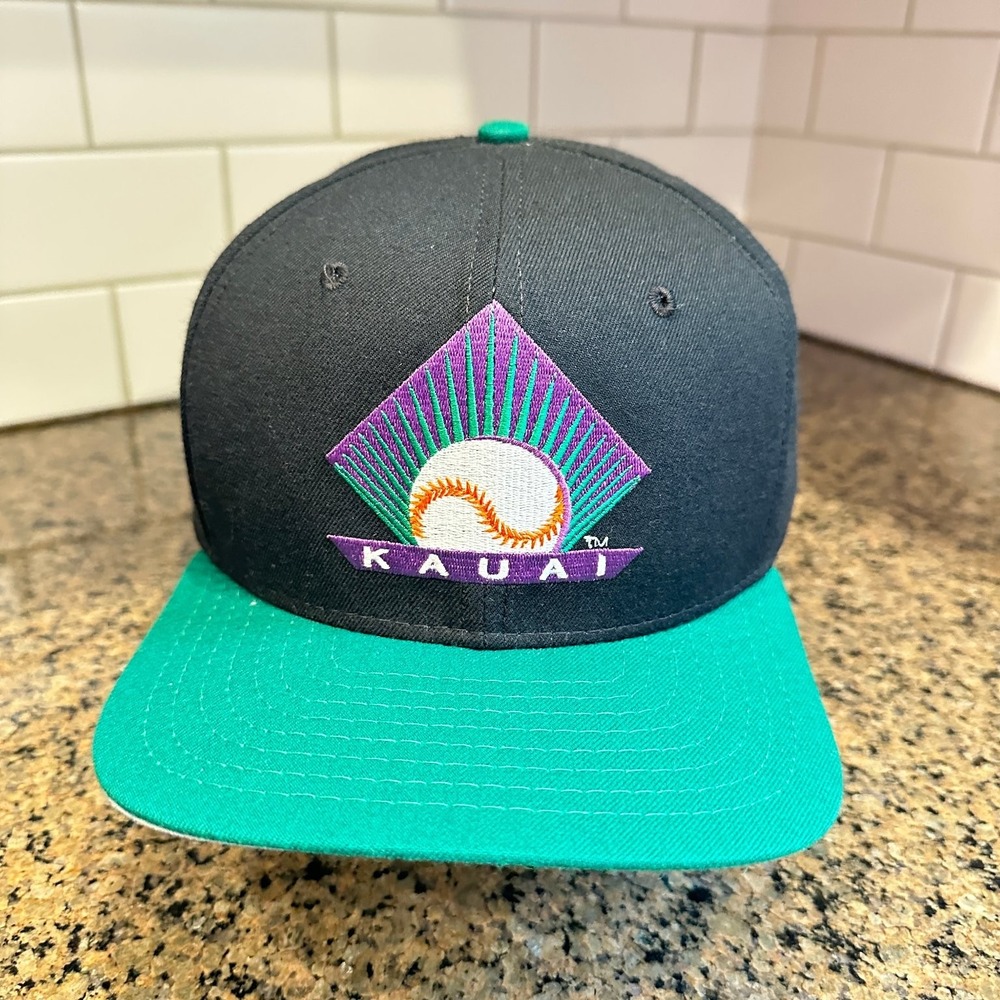 Vtg 90s Kauai Emeralds New Era Pro Model Snapback Baseball Hat Made in USA